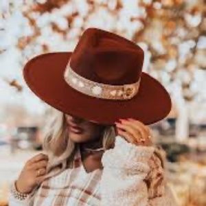 NWT Brown Wide Brim Fedora Hat